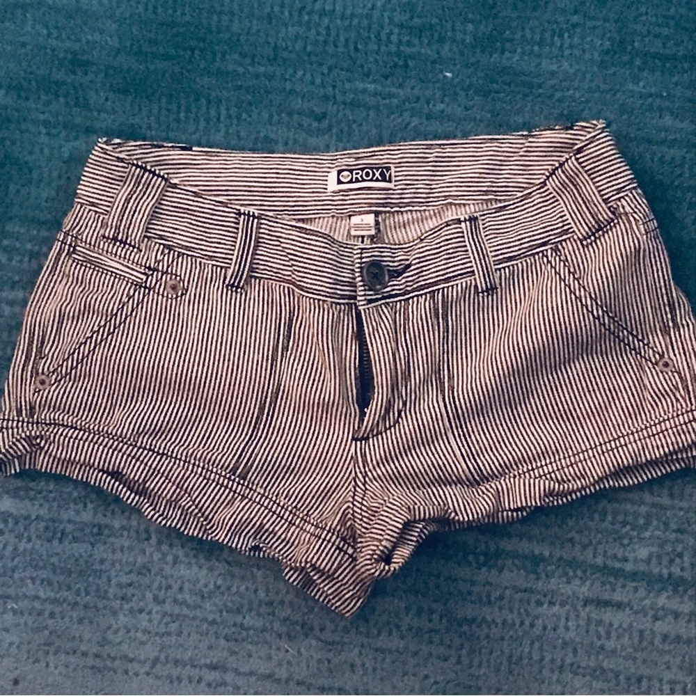 Roxy shorts: Size3, Navy blue with white pinstripes.